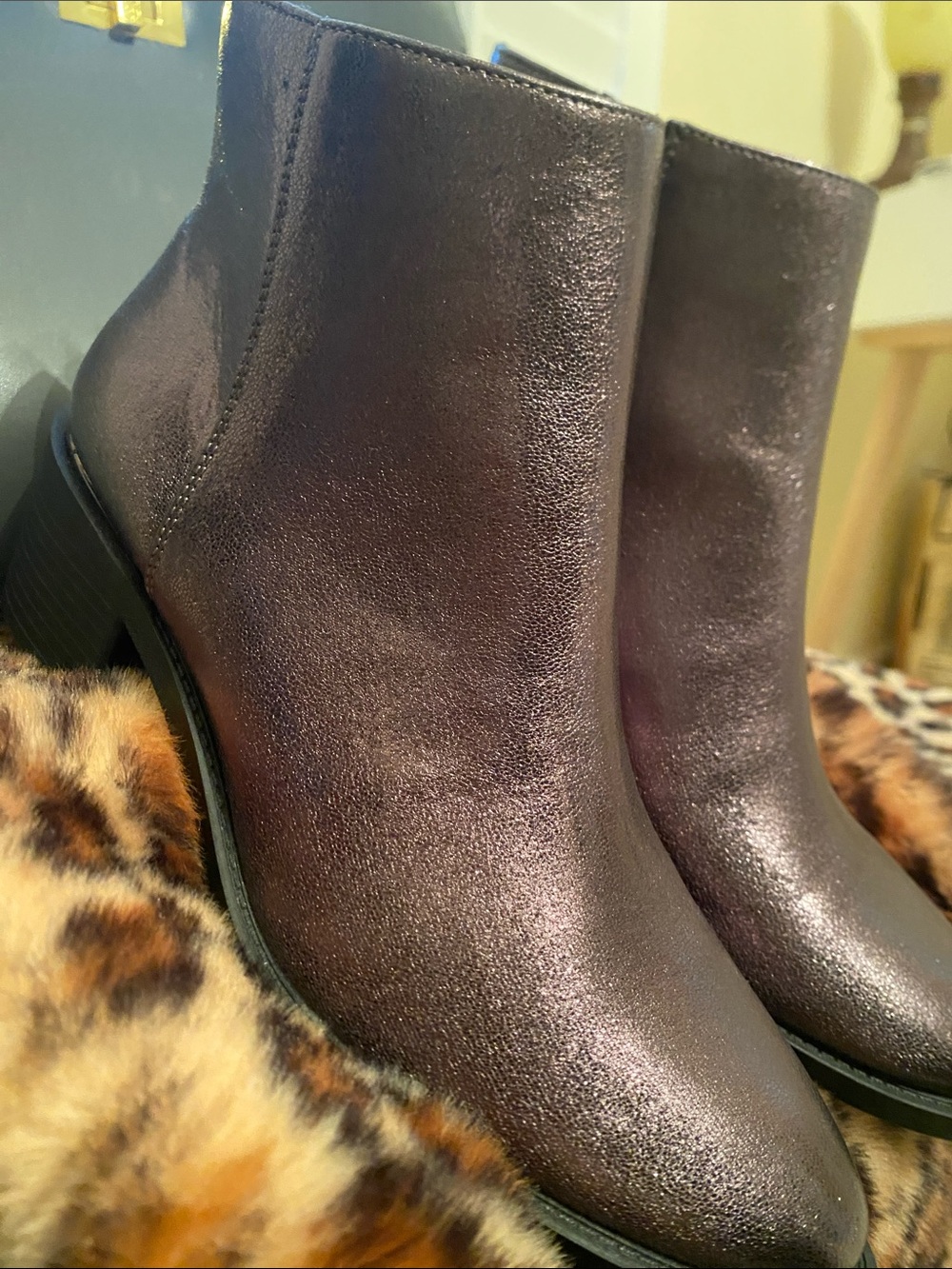 Metallic Gray Ankle Booties
